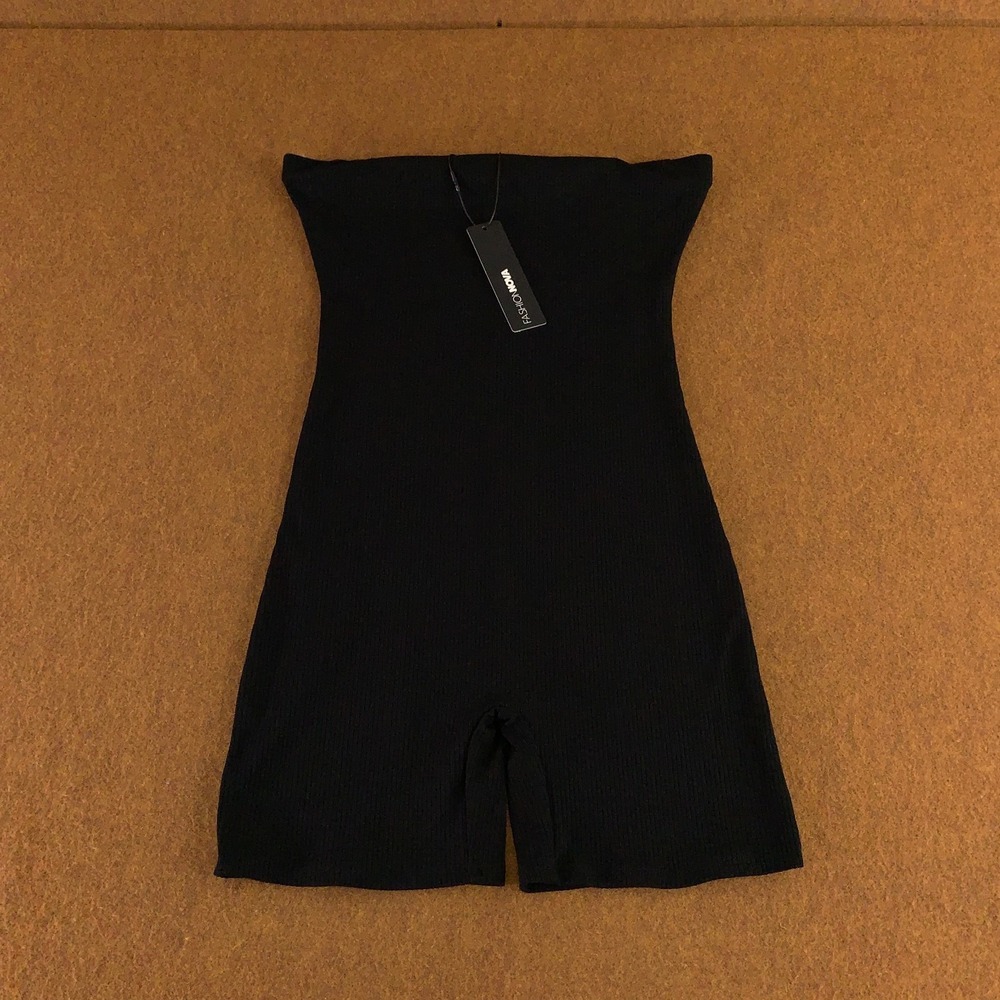 Fashion Nova Womens XL Black Stretch Strapless Buenos Aires Snatched Romperโ NWT